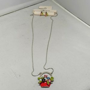 Bonworth colored necklace  set with silver chain and fish hook earring